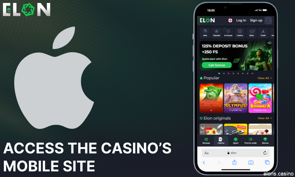 Access the Elon Casino’s mobile site