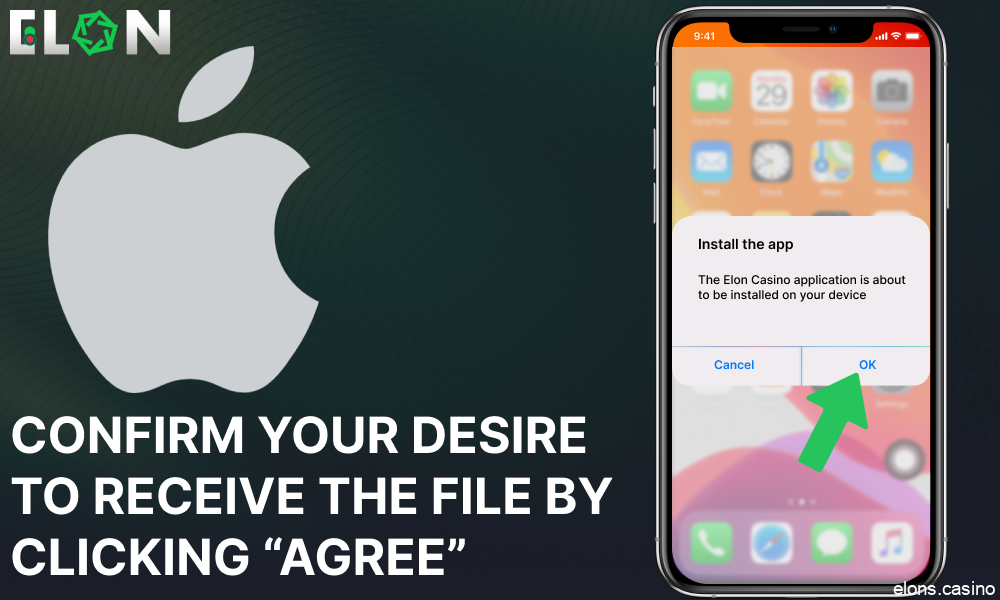 Confirm your desire to install the Elon Casino app by clicking “Agree”