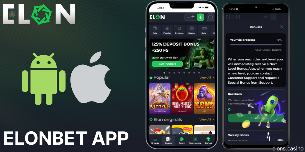 ElonBet casino app available for players from Bangladesh