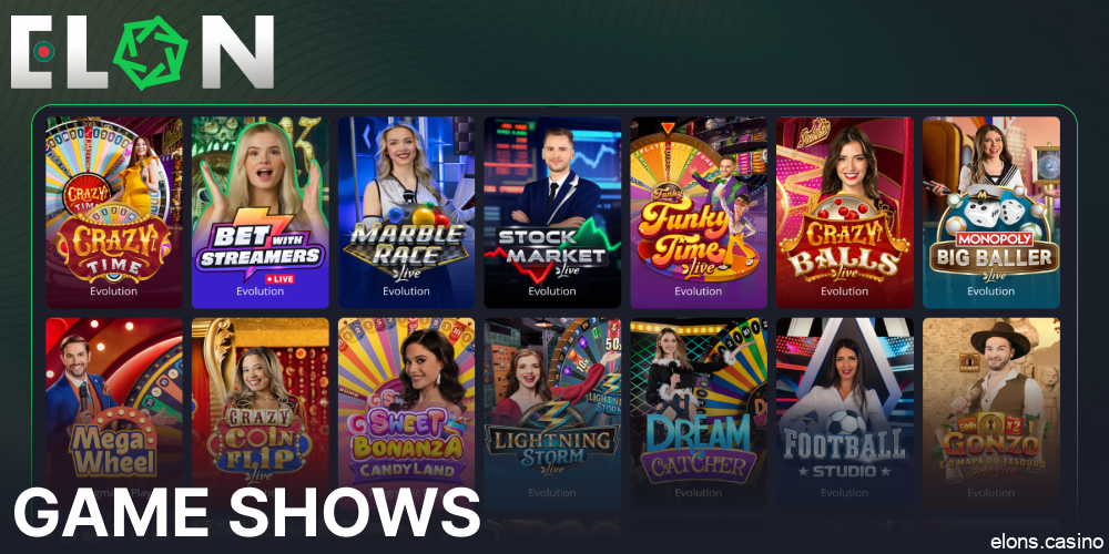 Game shows available on Elon Casino for players from Bangladesh
