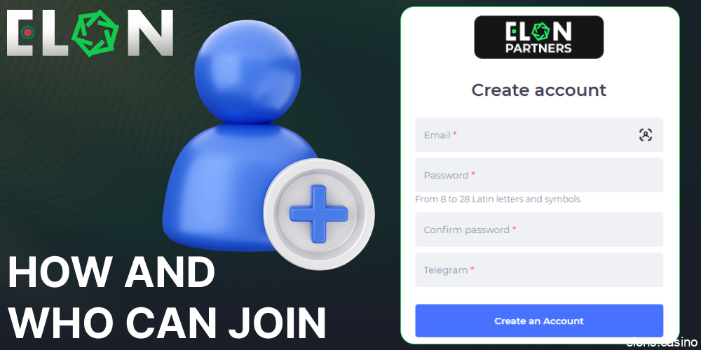 Instructions on joining the Elon Casino affiliate program