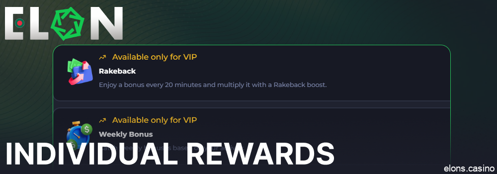 Elon Casino VIP individual rewards for players from Bangladesh