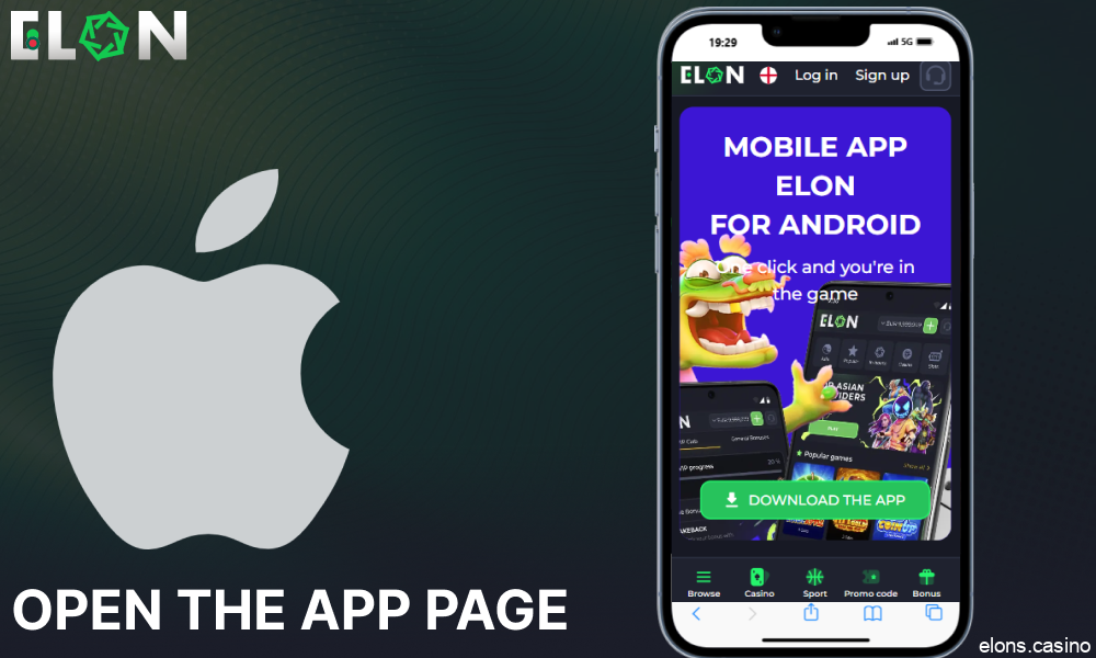 Open the Elon Bet app page