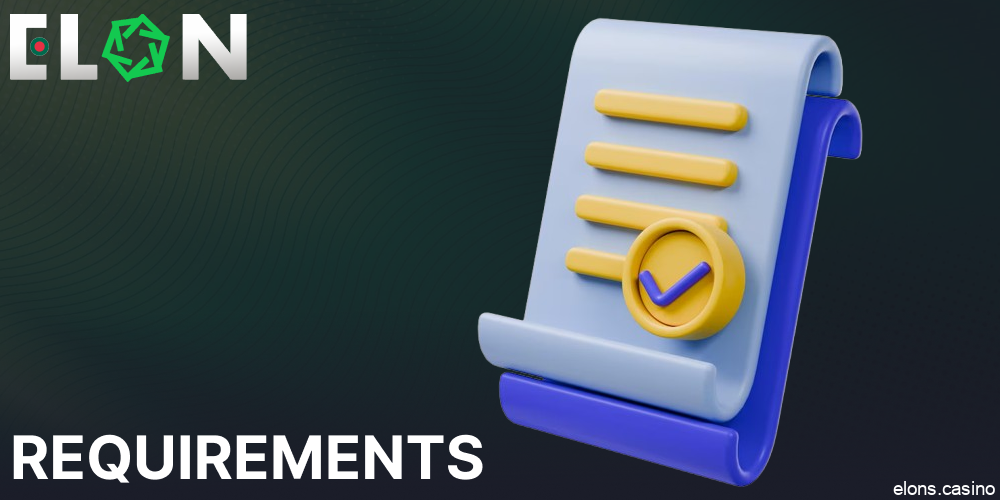 Elon Casino registration requirements for players from Bangladesh