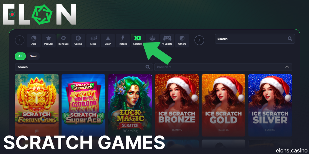 Scratch games available on Elon Casino for players from Bangladesh