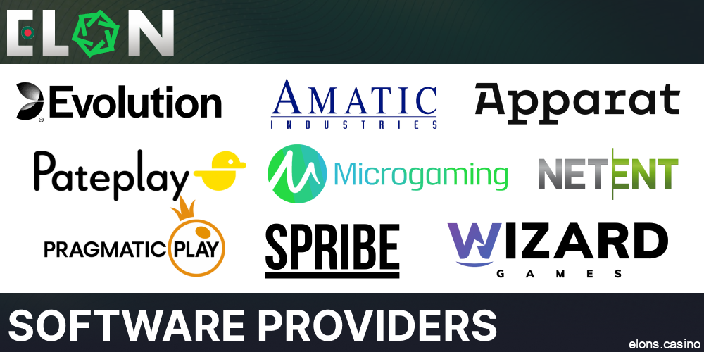 Software providers presented on Elon Casino for players from Bangladesh