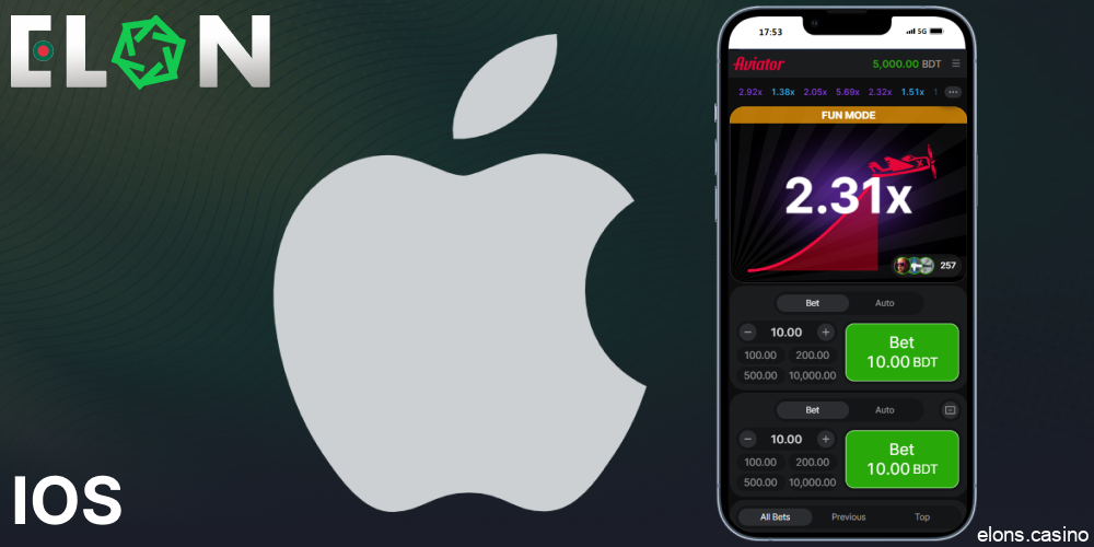 Elon Casino Aviator game available for iOS devices